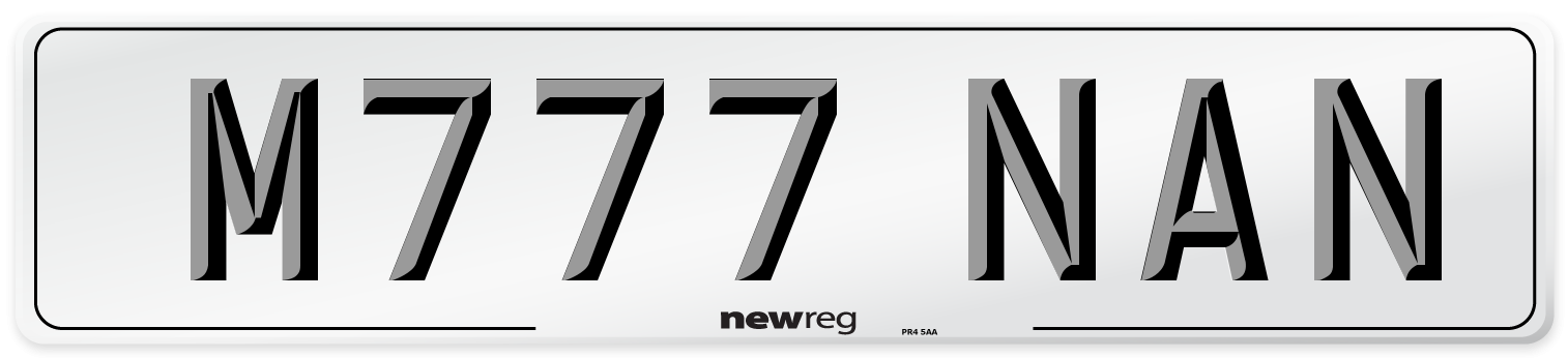 M777 NAN Number Plate from New Reg